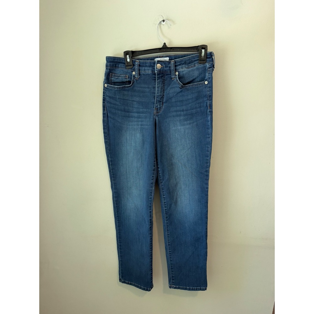 Crown & Ivy Womens Straight Leg Jeans Blue Medium Wash Stretch Denim Size 10
